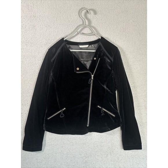 Soft Surroundings Jackets & Blazers - Soft Surroundings Women’s Size Medium Full Zip Velvet Velour‎ Jacket Black Goth